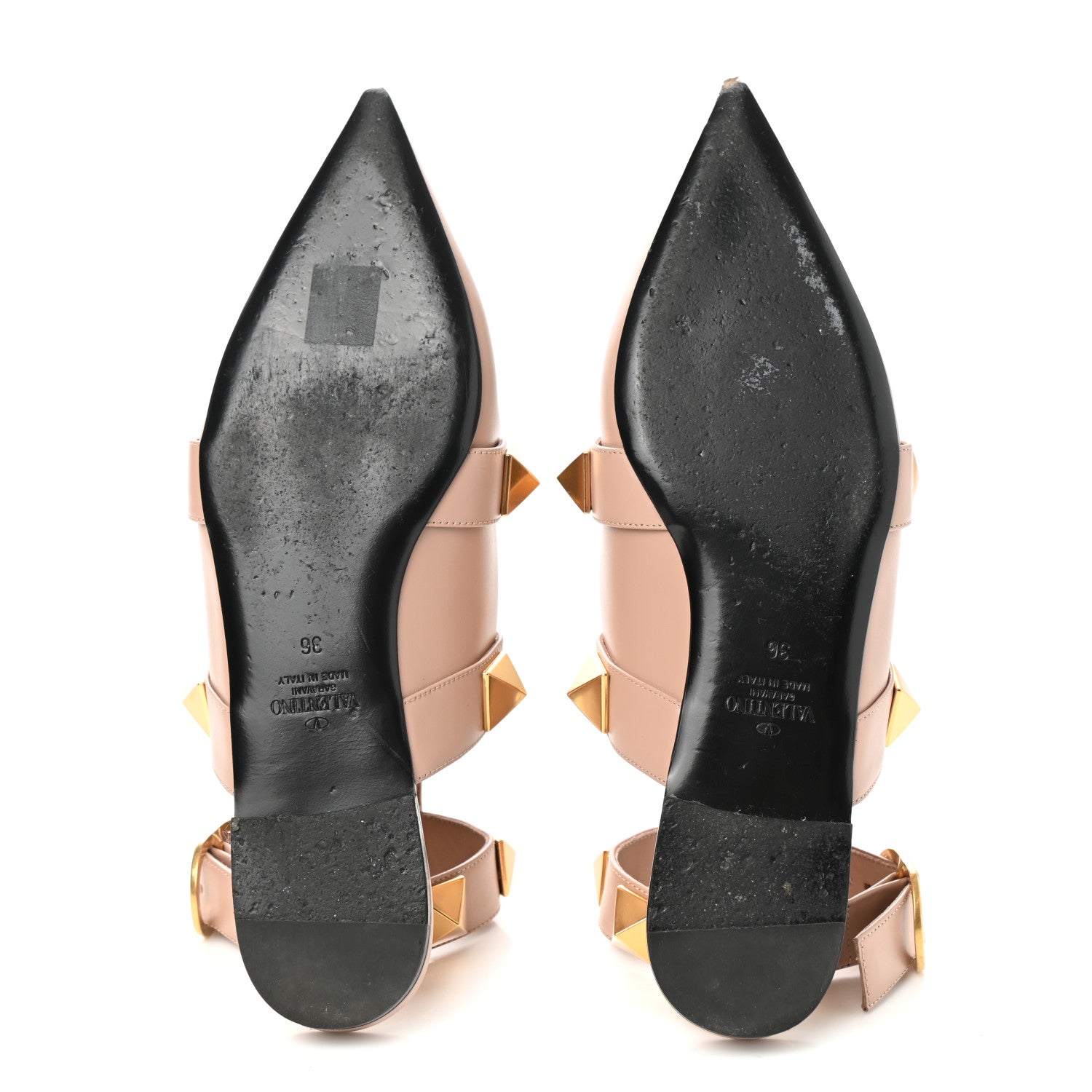 Valentino Garavani Calfskin Roman Stud Ankle Strap Flat Mules 36 Rose Cannelle 5 of 10