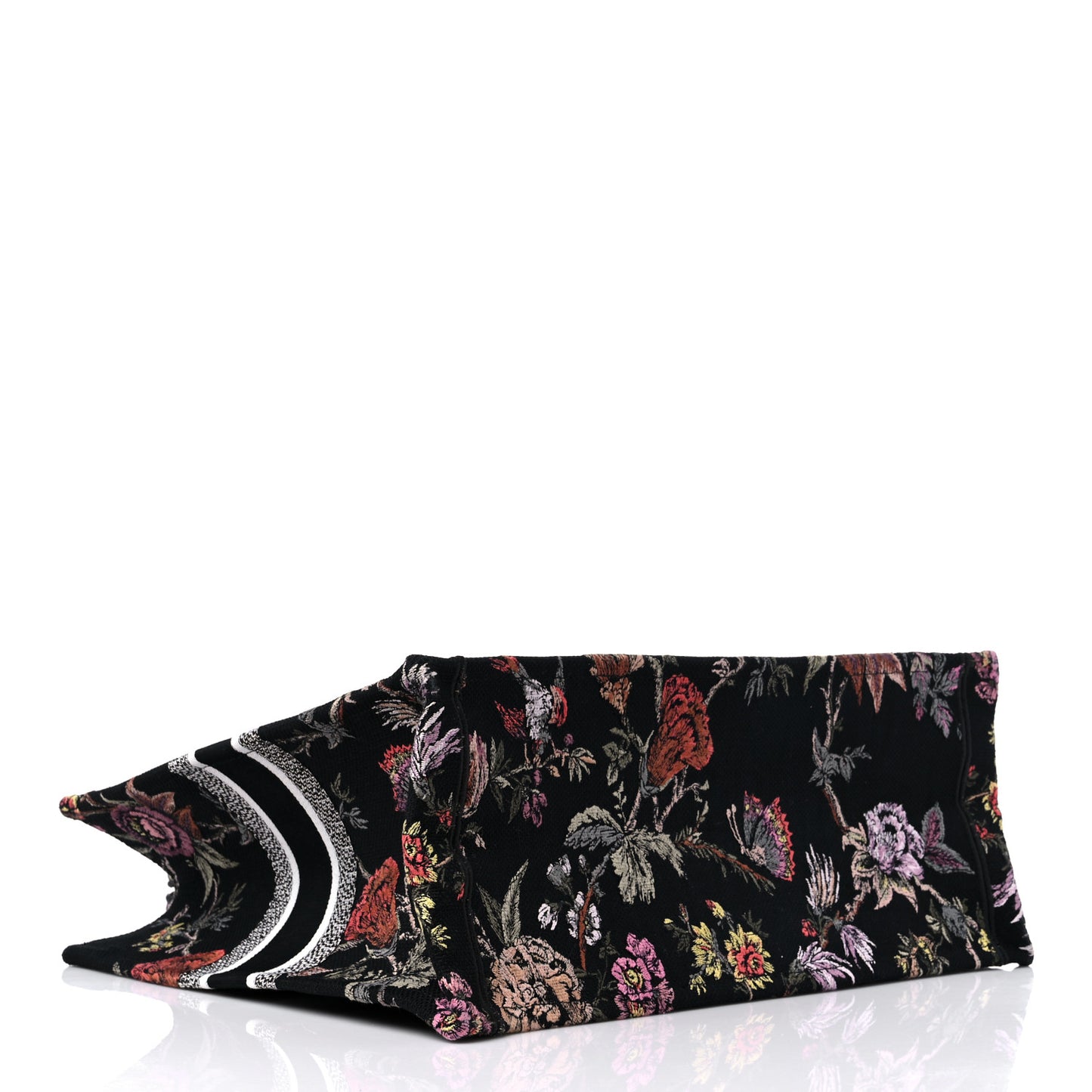 Canvas Embroidered Large Book Tote Black Multicolor