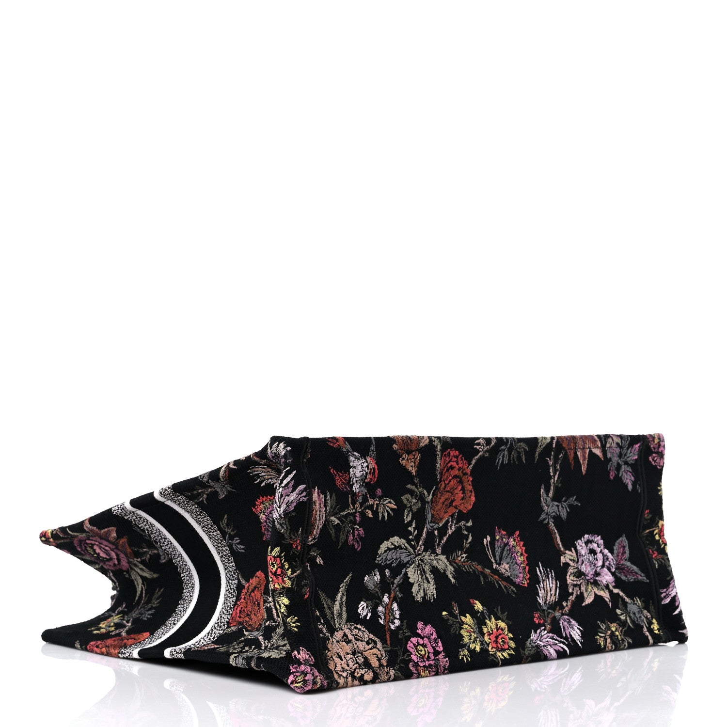 Christian Dior Canvas Embroidered Large Book Tote Black Multicolor 4 of 11