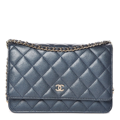 Chanel Iridescent Caviar Quilted Wallet On Chain WOC Blue 1 of 14