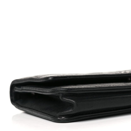 Chanel Lambskin Camellia Embossed Wallet On Chain WOC Black 9 of 11