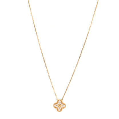 Van Cleef & Arpels 18K Yellow Gold Diamond Vintage Alhambra Pendant Necklace 1 of 7