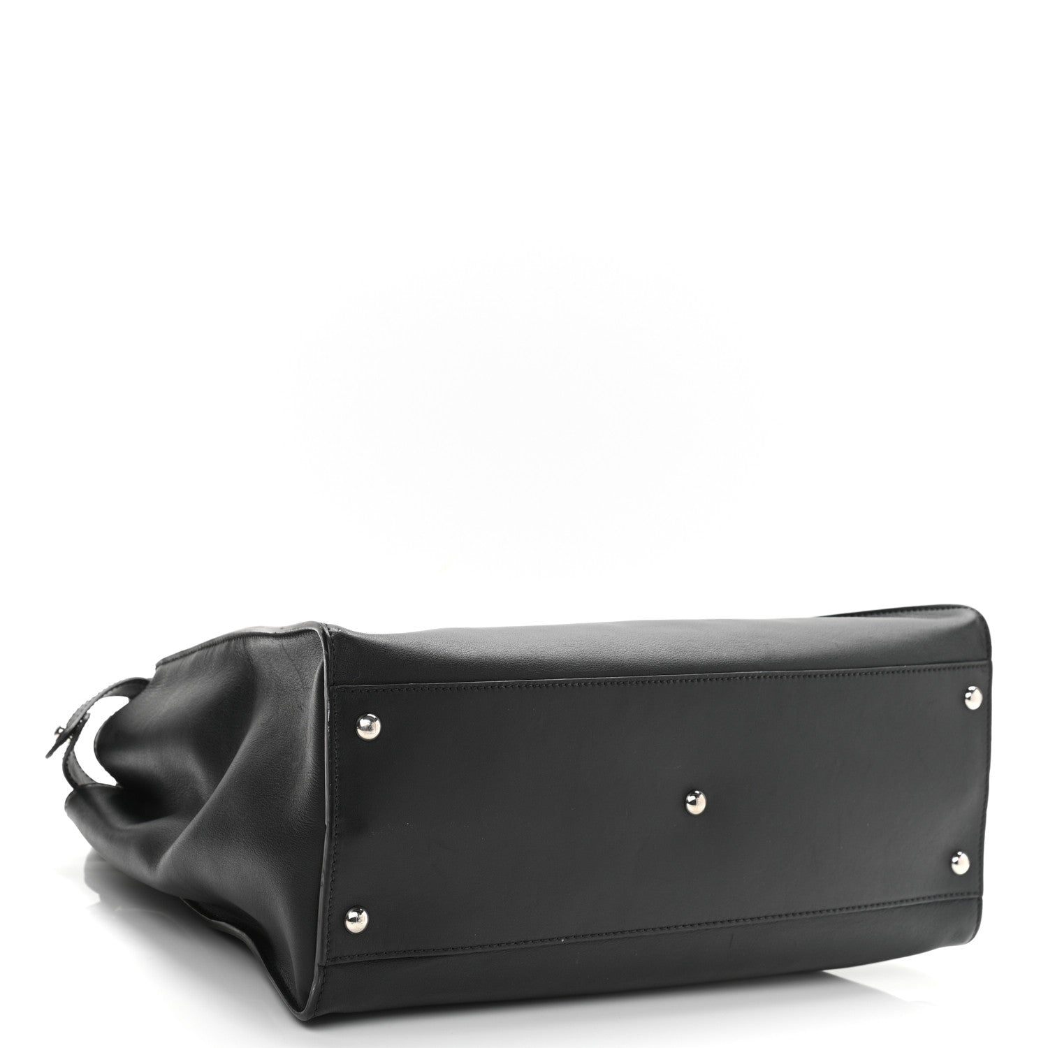 Fendi Vitello Dolce Marmol Patent Crocodile Trapuntata Large Peekaboo Iconic Satchel Black Fumo 4 of 13
