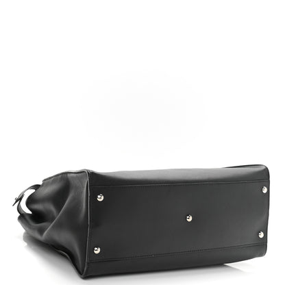 Fendi Vitello Dolce Marmol Patent Crocodile Trapuntata Large Peekaboo Iconic Satchel Black Fumo 4 of 13