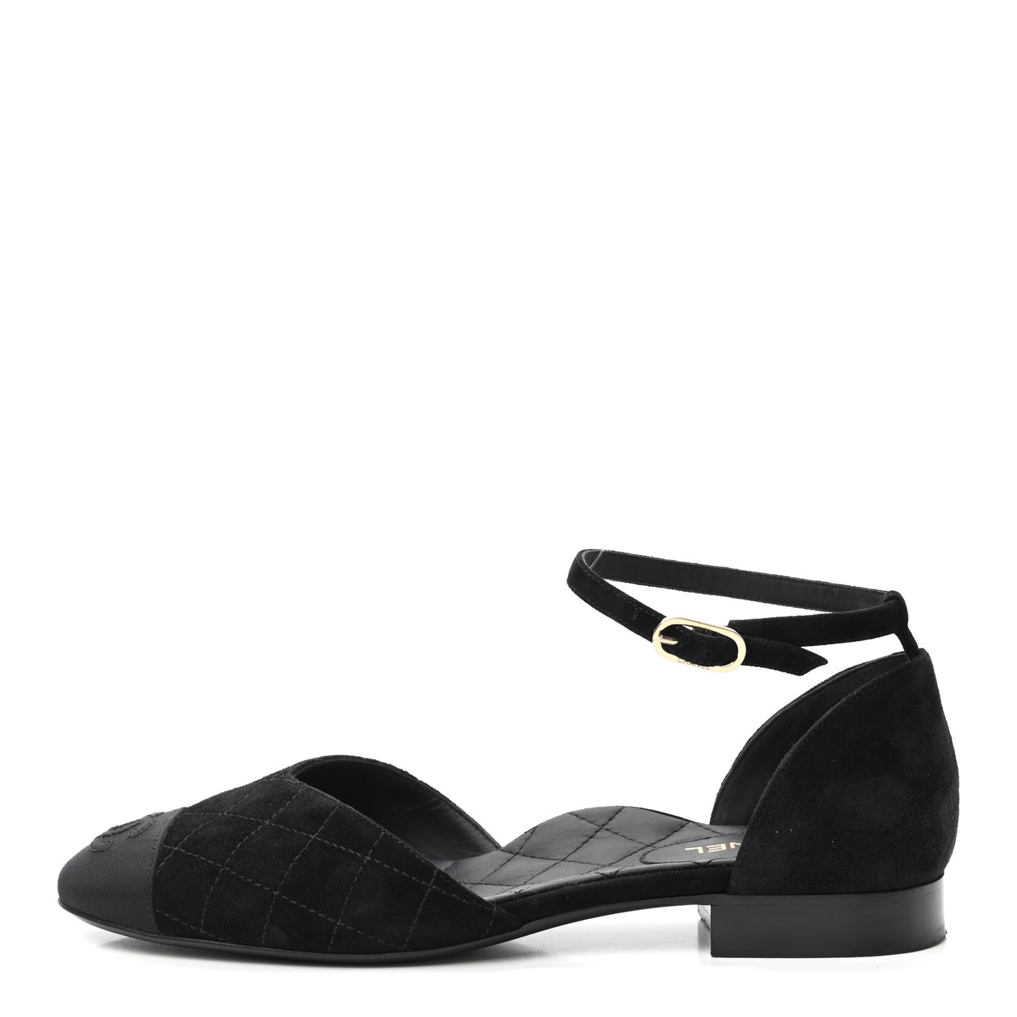 Grosgrain Cap Toe CC Ankle Strap Sandals 37 Black