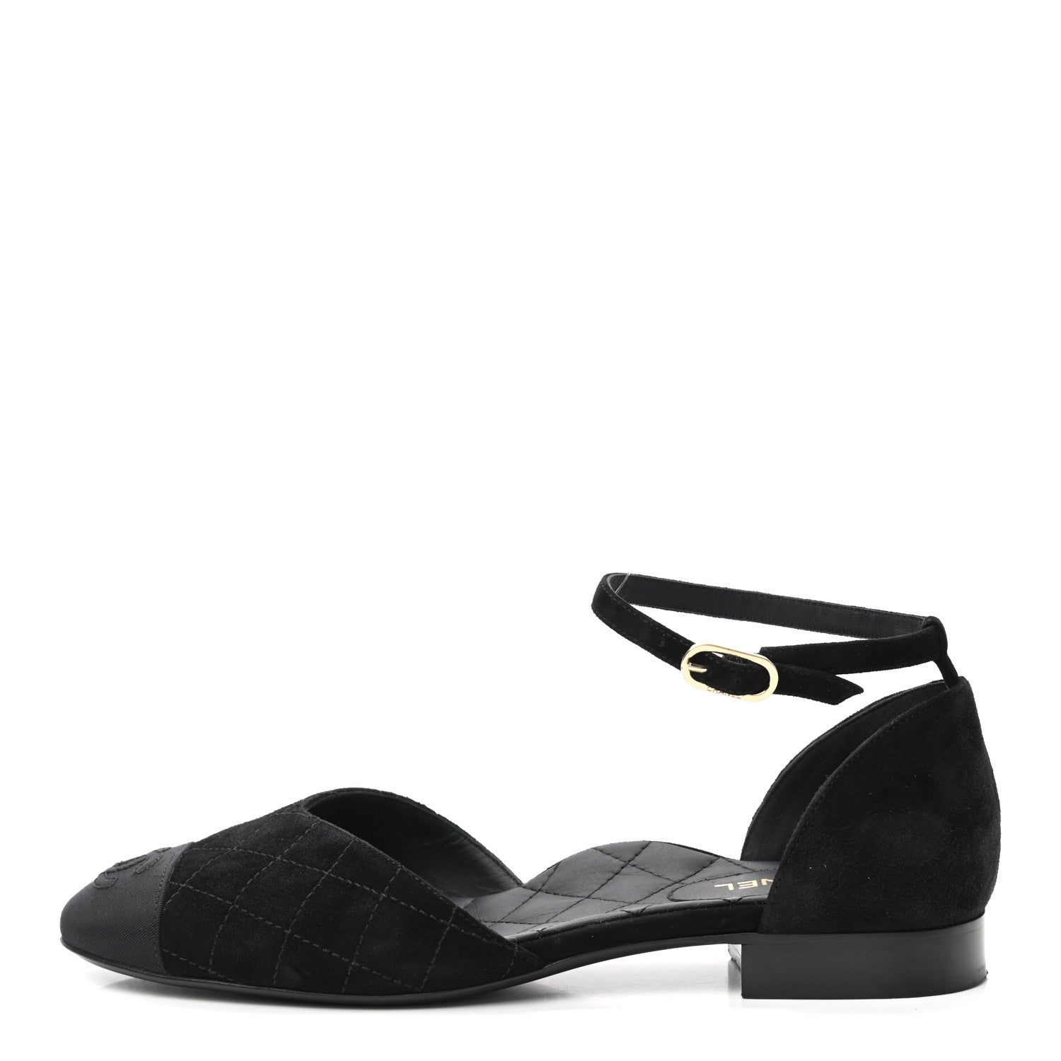 Chanel Grosgrain Cap Toe CC Ankle Strap Sandals 37 Black 1 of 9