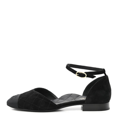 Chanel Grosgrain Cap Toe CC Ankle Strap Sandals 37 Black 1 of 9