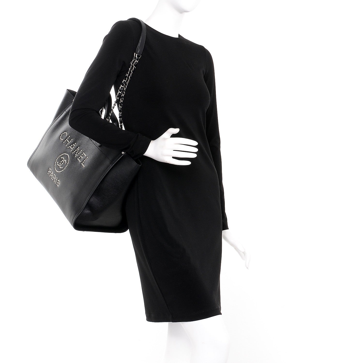 Chanel Caviar Medium Studded Deauville Tote Black 2 of 10