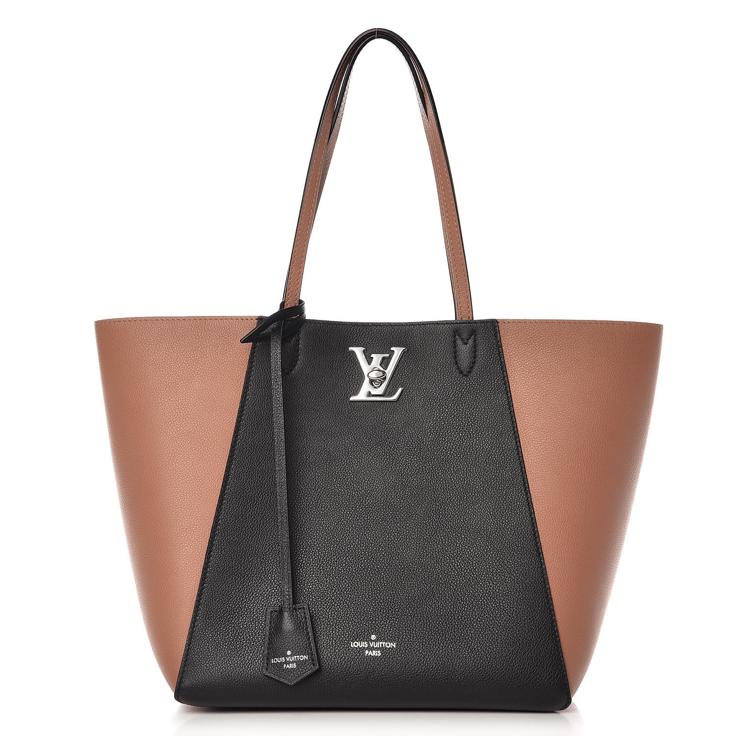 Louis Vuitton Calfskin Lockme Cabas Bois de Rose Black 2 of 15