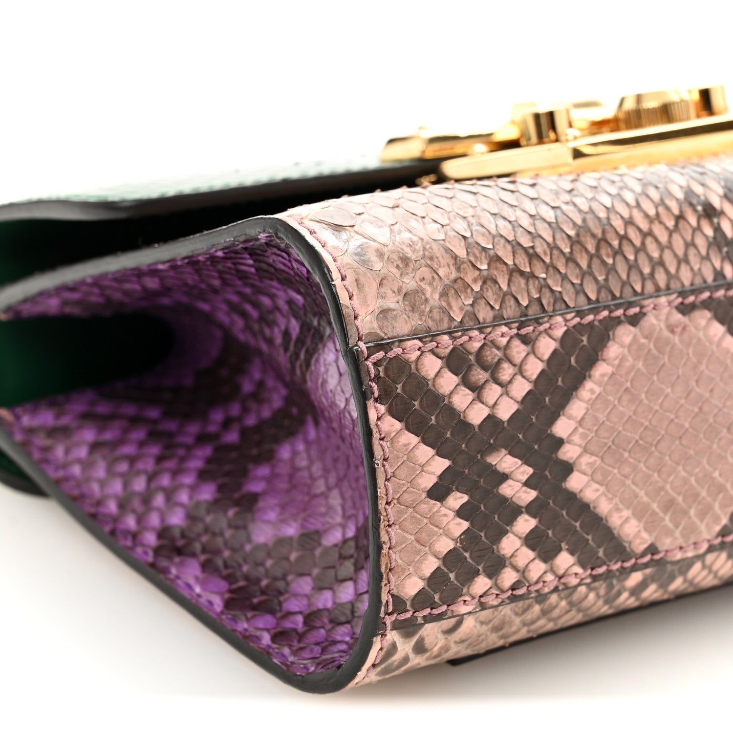Gucci Snakeskin Small Padlock Shoulder Bag Green Pink Purple 9 of 11
