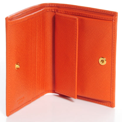 Prada Saffiano Metal Bi-Fold Wallet Papaya 5 of 8