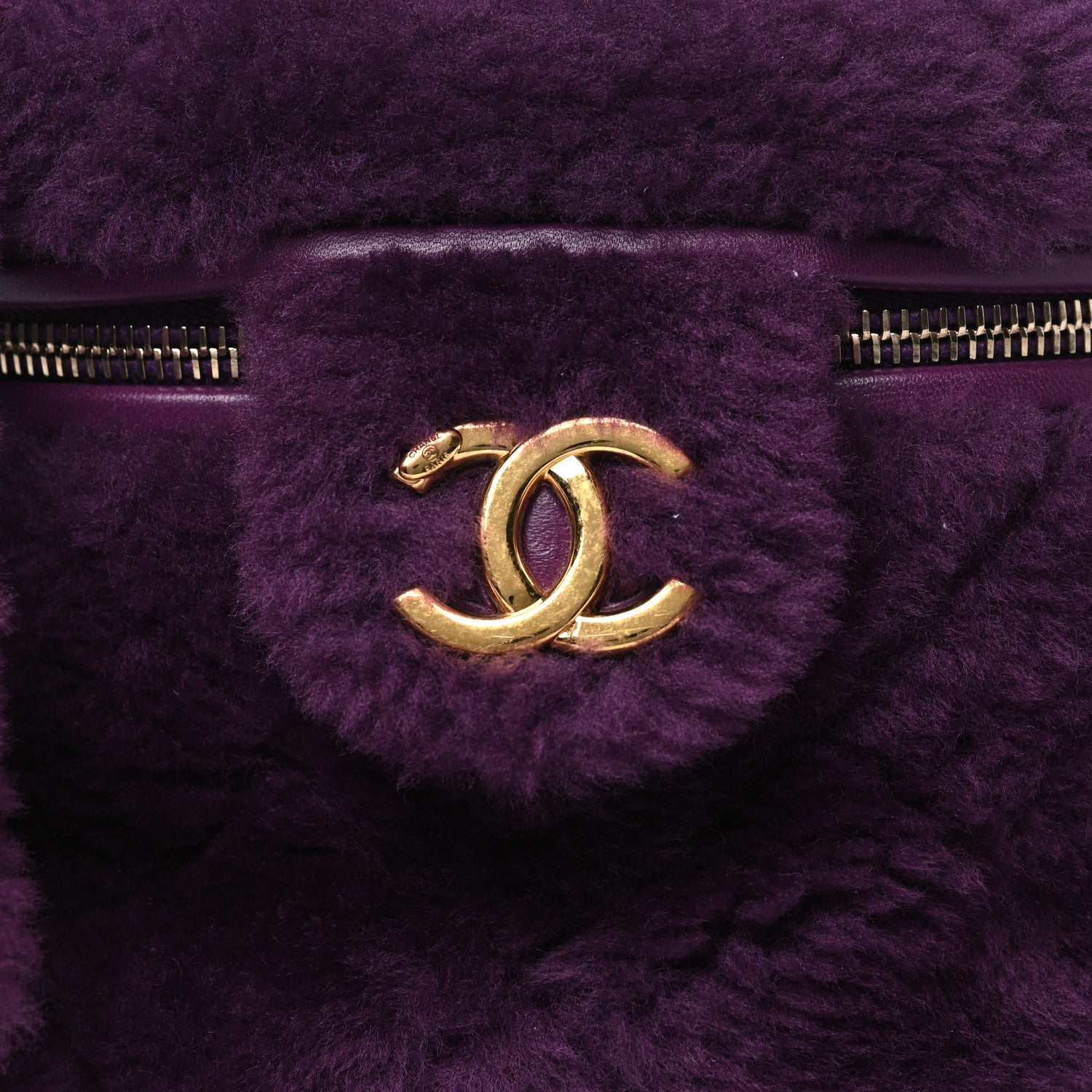 Chanel Shearling Lambskin Quilted Small Vanity Case Purple 9 of 11