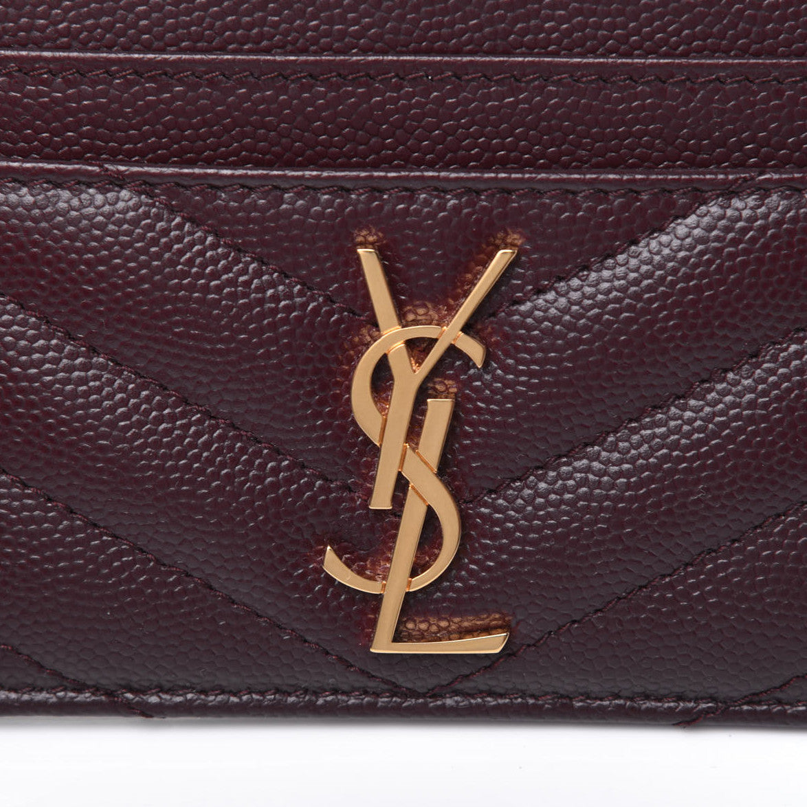 Grain De Poudre Matelasse Chevron Monogram Credit Card Case Rouge Legion