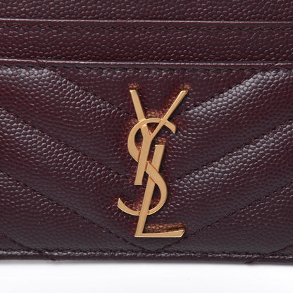 Saint Laurent Grain De Poudre Matelasse Chevron Monogram Credit Card Case Rouge Legion 10 of 10