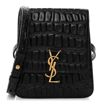 Saint Laurent Calfskin Embossed Crocodile North South Kaia Satchel Black 1 of 15