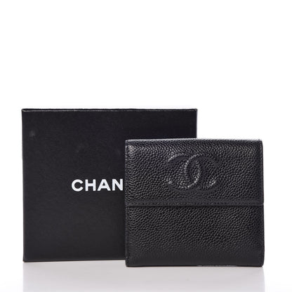 Chanel Caviar Timeless CC Compact French Wallet Black 5 of 11