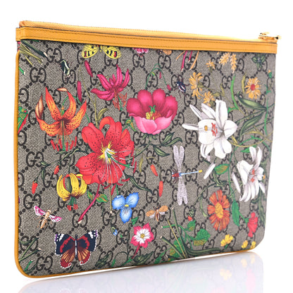 Gucci GG Supreme Monogram Flora Large Ophidia Pouch Clutch Beige Multicolor Crop 3 of 7