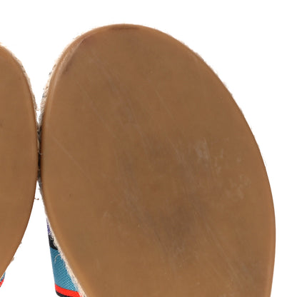 Valentino Garavani Canvas Embroidered Vlogo Espadrille Flat Slide Sandals 37 Multicolor 10 of 13