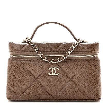 Chanel Caviar Quilted Top Handle Slim Vanity With Chain  Light Brown 1 of 11
