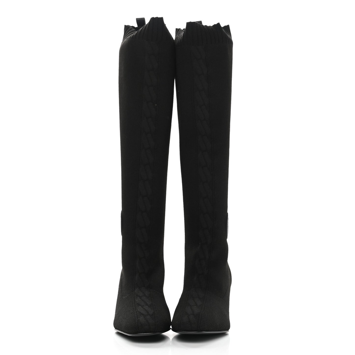 Knit Calfskin Fontaine 60 Boots 37.5 Black