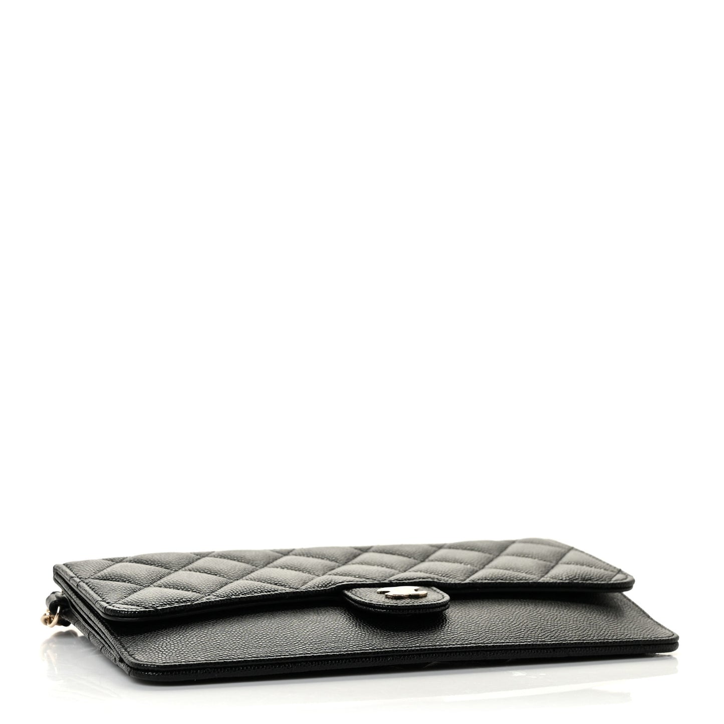 Caviar Quilted Classic Pouch With Handle Black