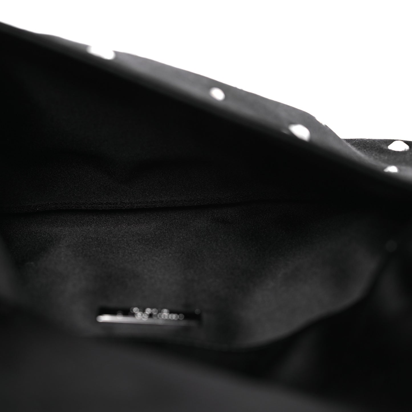 Satin Crystal Embellished Titania Clutch  Black