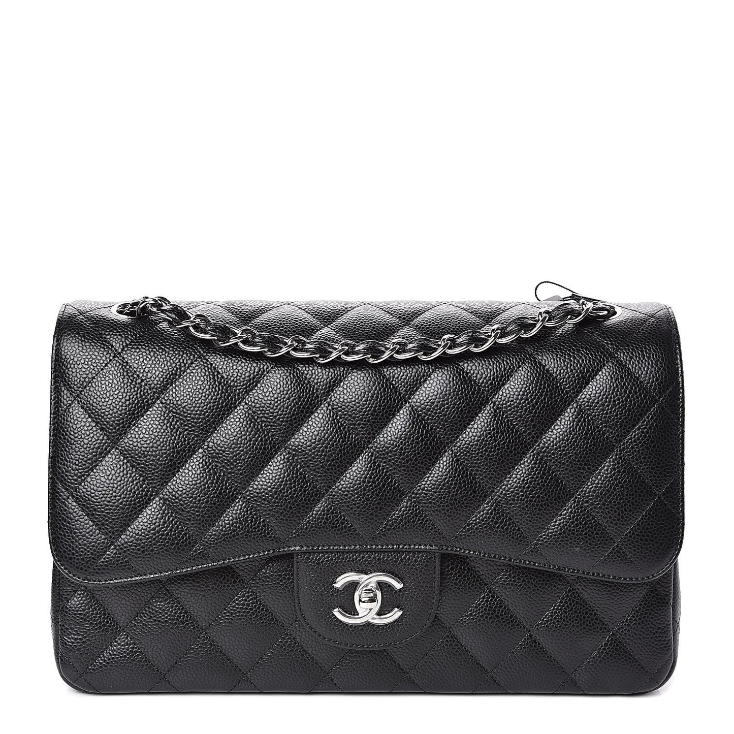 Caviar Quilted Jumbo Double Flap Black