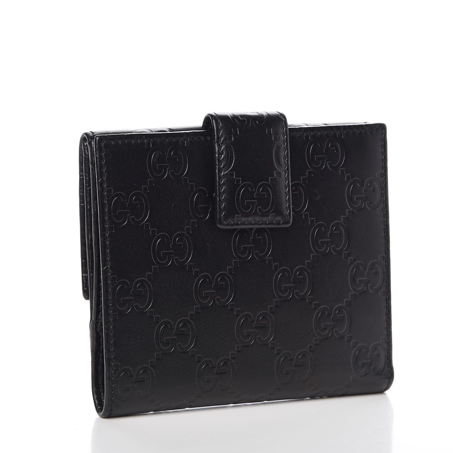 Guccissima Metal Bar French Flap Wallet Black