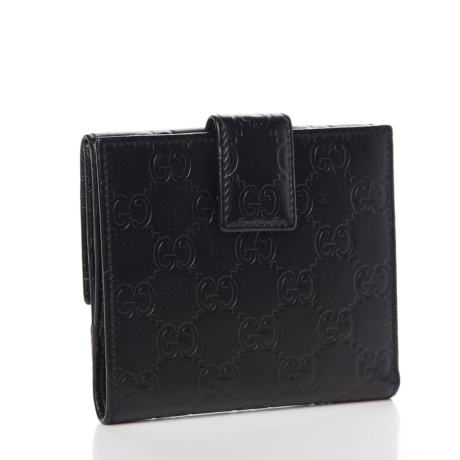 Gucci Guccissima Metal Bar French Flap Wallet Black 3 of 7