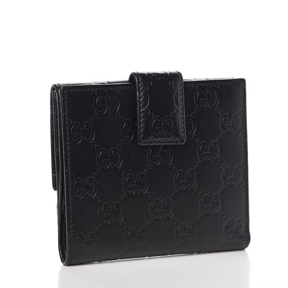 Gucci Guccissima Metal Bar French Flap Wallet Black 3 of 7