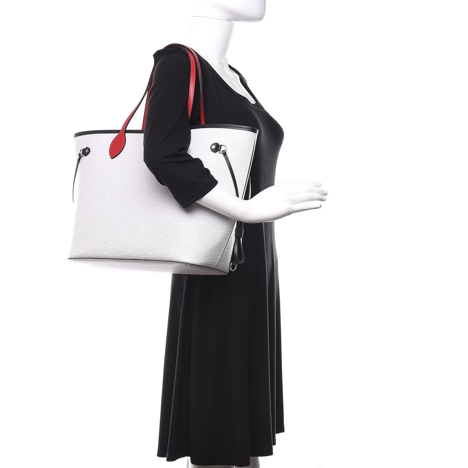 Louis Vuitton Epi Neverfull MM White Scarlet Black 2 of 9