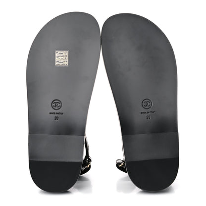 Chanel Grained Calfskin Velcro Dad Sandals 38 Black 5 of 8