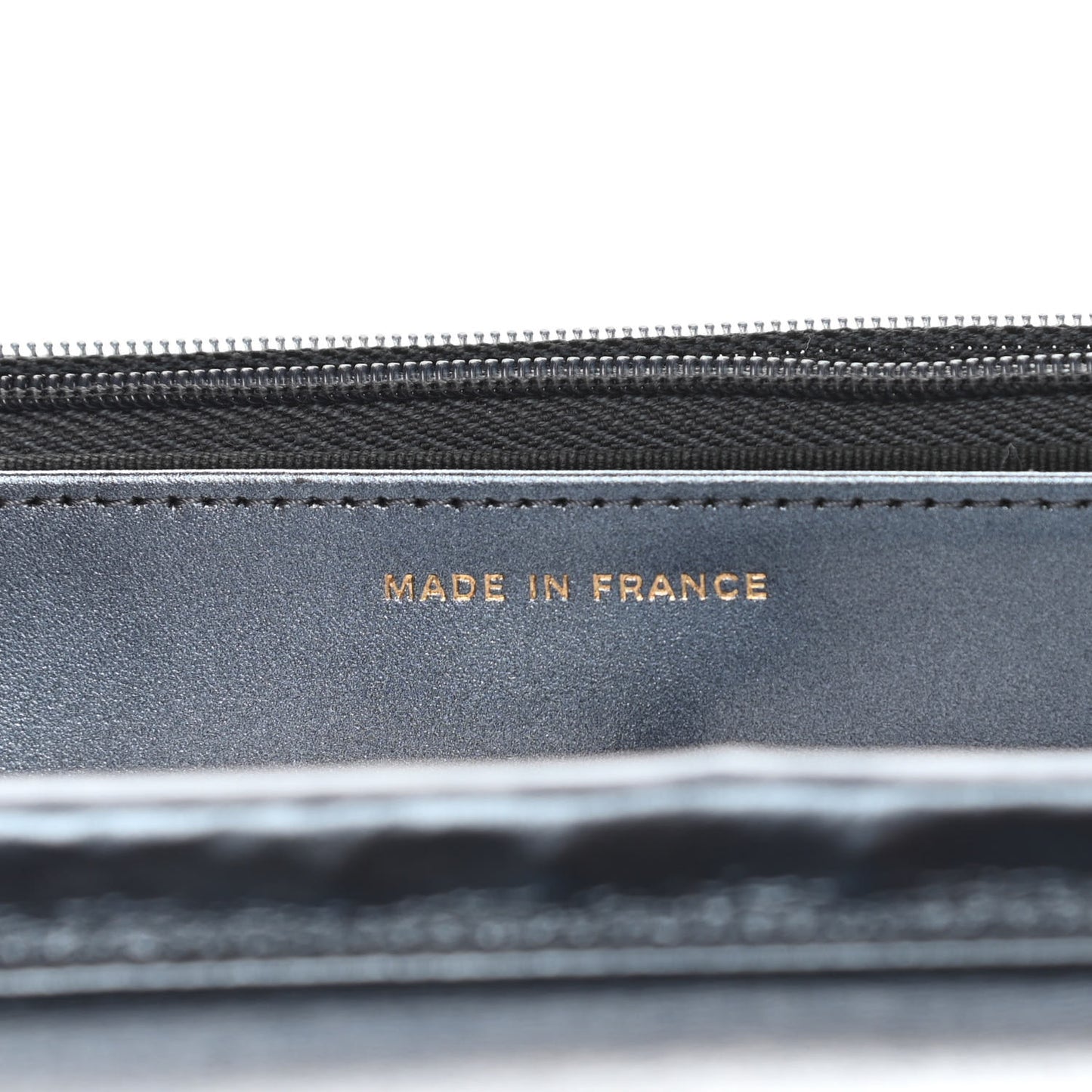 Metallic Lambskin Wallet On Chain WOC Blue