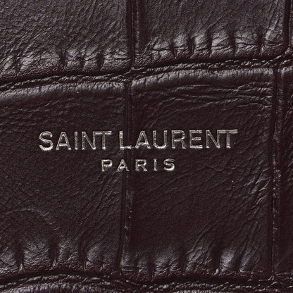 Saint Laurent Calfskin Crocodile Embossed Small Sac de Jour Amaranto 9 of 12