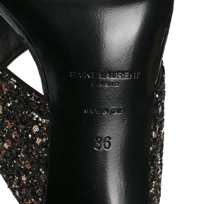 Saint Laurent Glitter LouLou 70 Mule Sandals 36 Black Gold 6 of 9