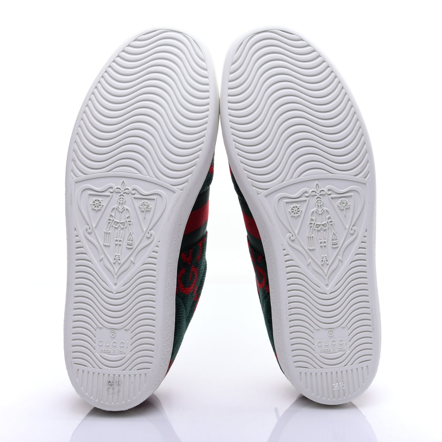 Terry Cloth GG Monogram Web Womens Ace Sneakers 36.5 Green Red
