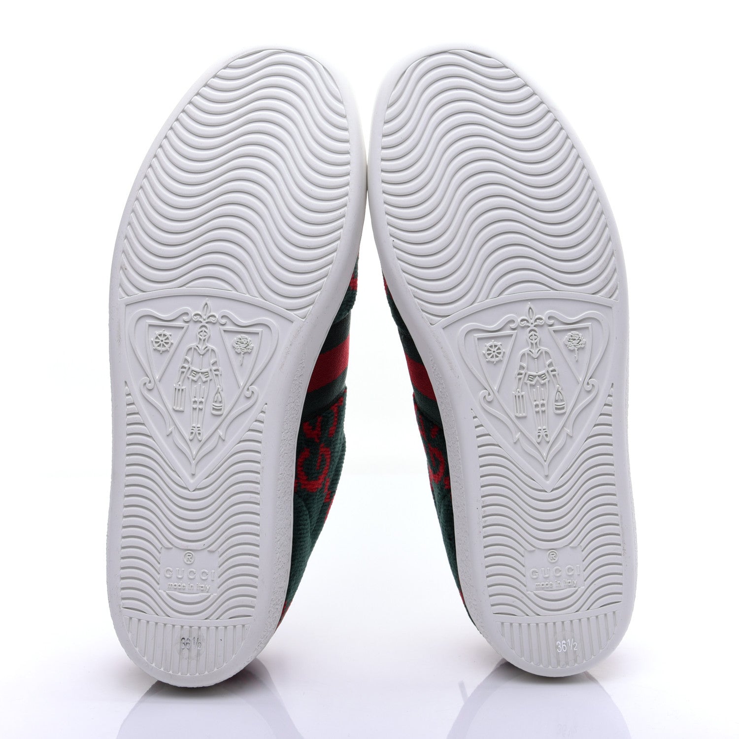 Gucci Terry Cloth GG Monogram Web Womens Ace Sneakers 36.5 Green Red 10 of 12