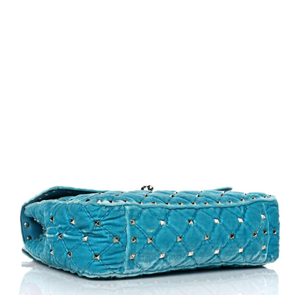 Valentino Garavani Velvet Medium Rockstud Spike Shoulder Bag Turquoise 3 of 12