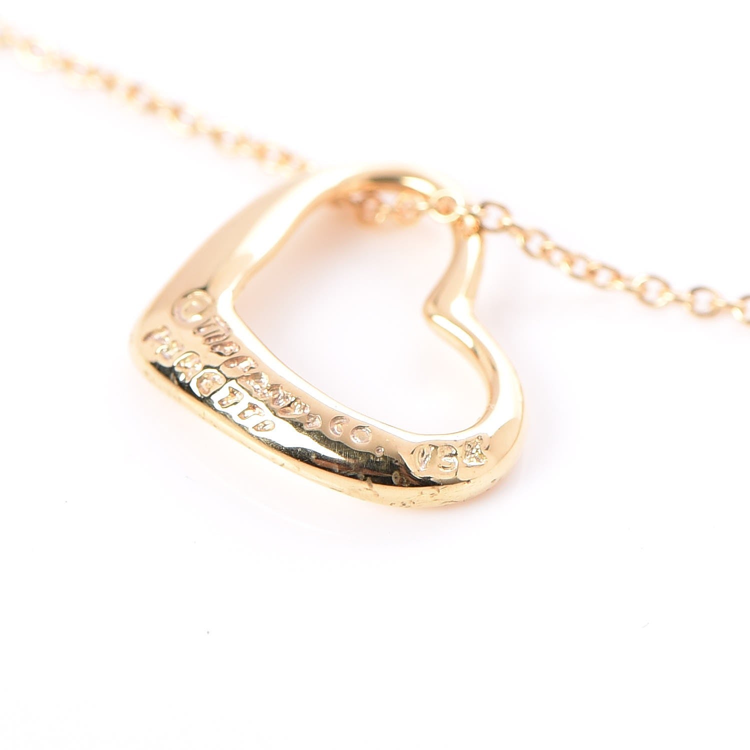 Tiffany 18K Yellow Gold Elsa Peretti Small Open Heart Pendant Necklace 6 of 8