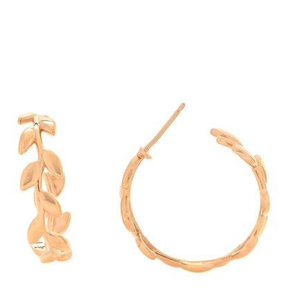 Tiffany 18K Rose Gold Paloma Picasso Olive Leaf Hoop Earrings 1 of 5