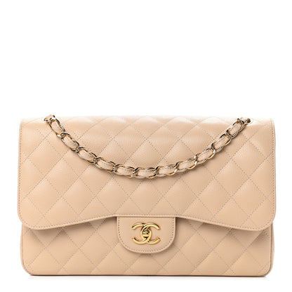 Chanel Caviar Quilted Jumbo Double Flap Beige 1 of 9