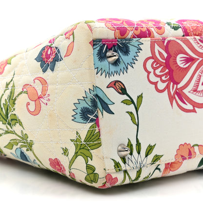 Christian Dior Canvas Cannage Floral Print Medium Lady Dior White Multicolor 9 of 19