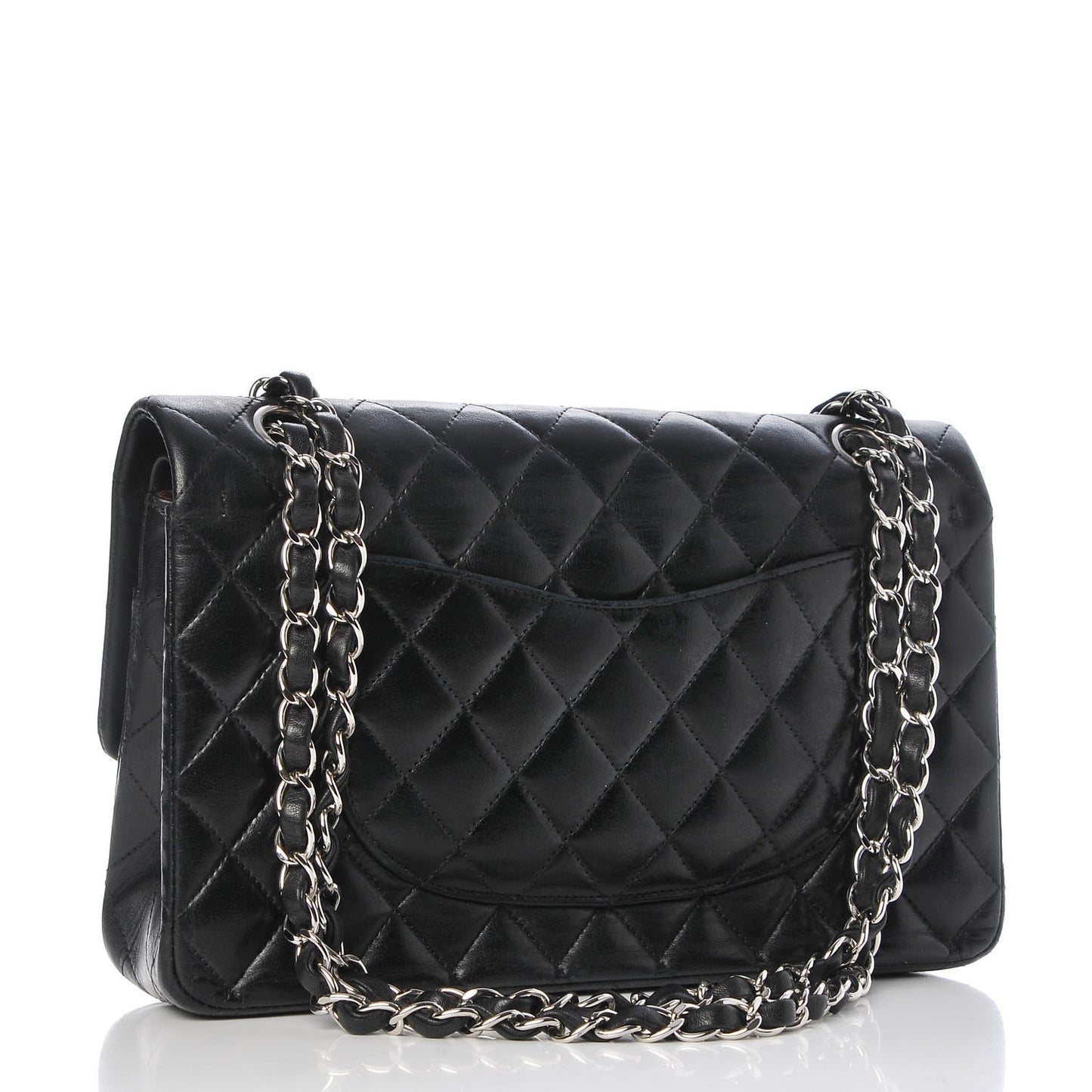 Lambskin Quilted Medium Double Flap Black