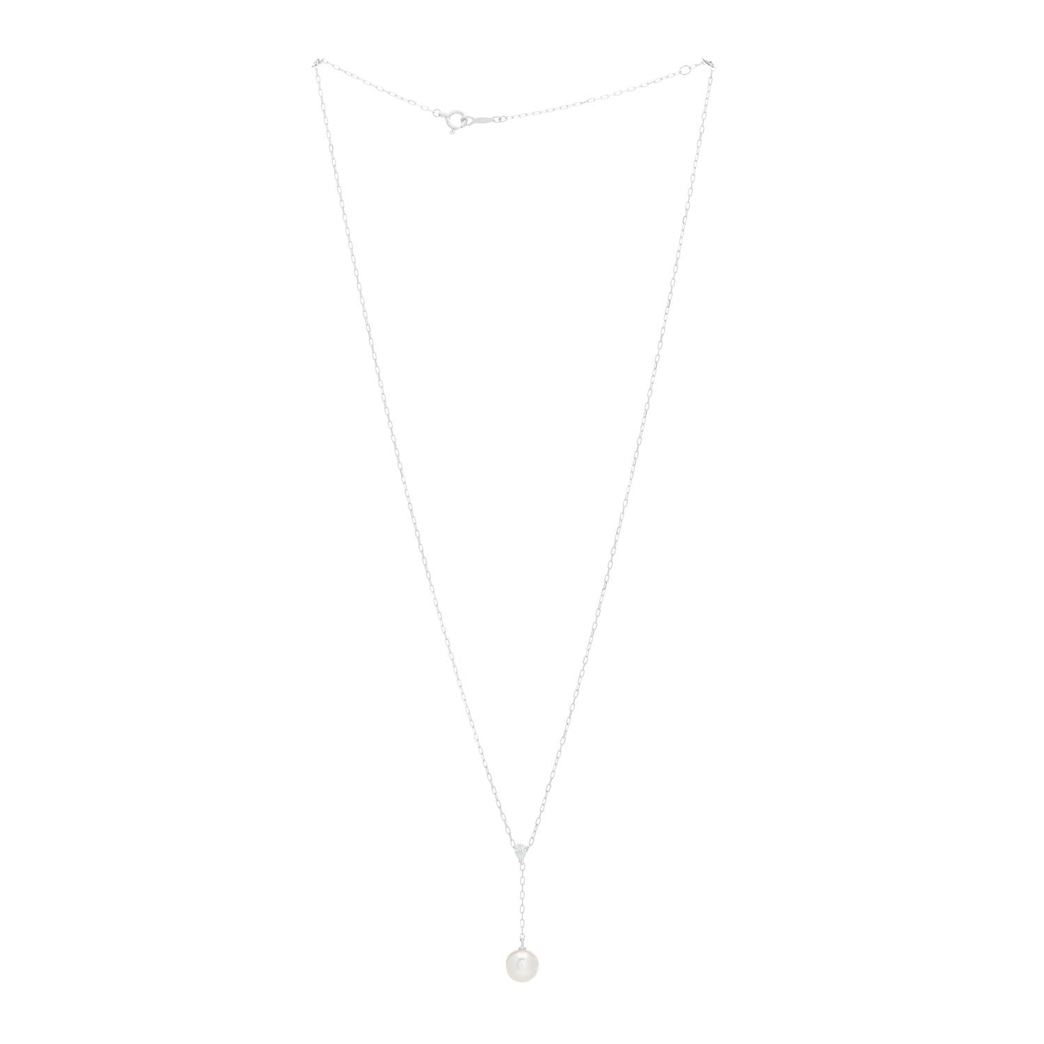 Mikimoto 18K White Gold Akoya Pearl Diamond 7-7.5mm Drop Pendant Necklace 3 of 4