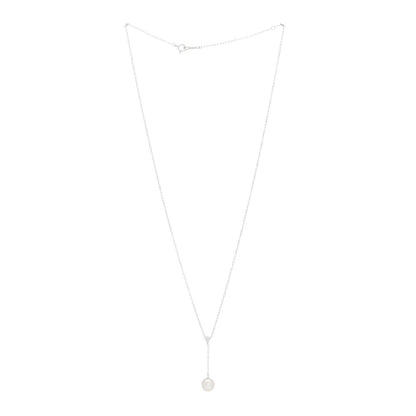 Mikimoto 18K White Gold Akoya Pearl Diamond 7-7.5mm Drop Pendant Necklace 3 of 4