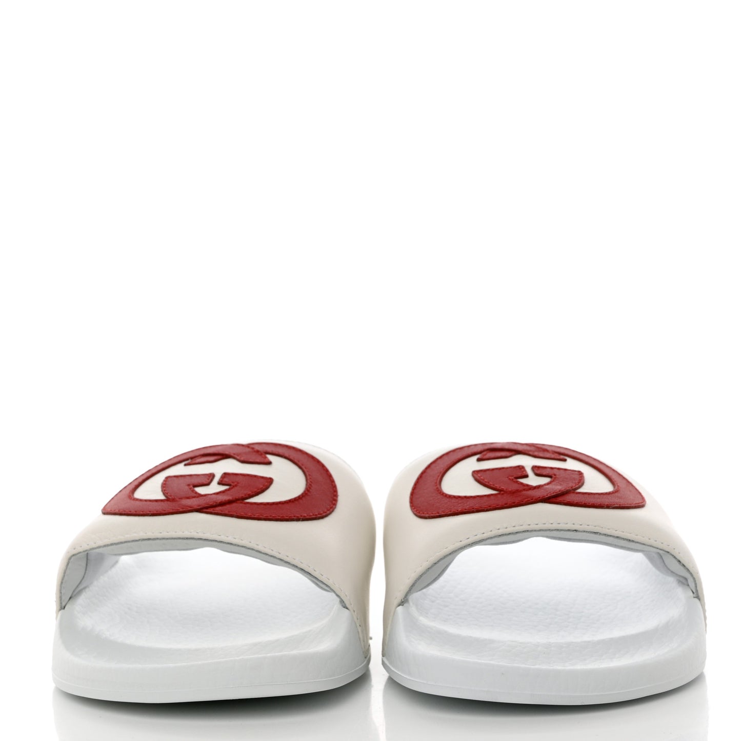 Nappa Miro Soft Calfskin Womens Interlocking G Slide Sandals 38 Great White Hibiscus Red
