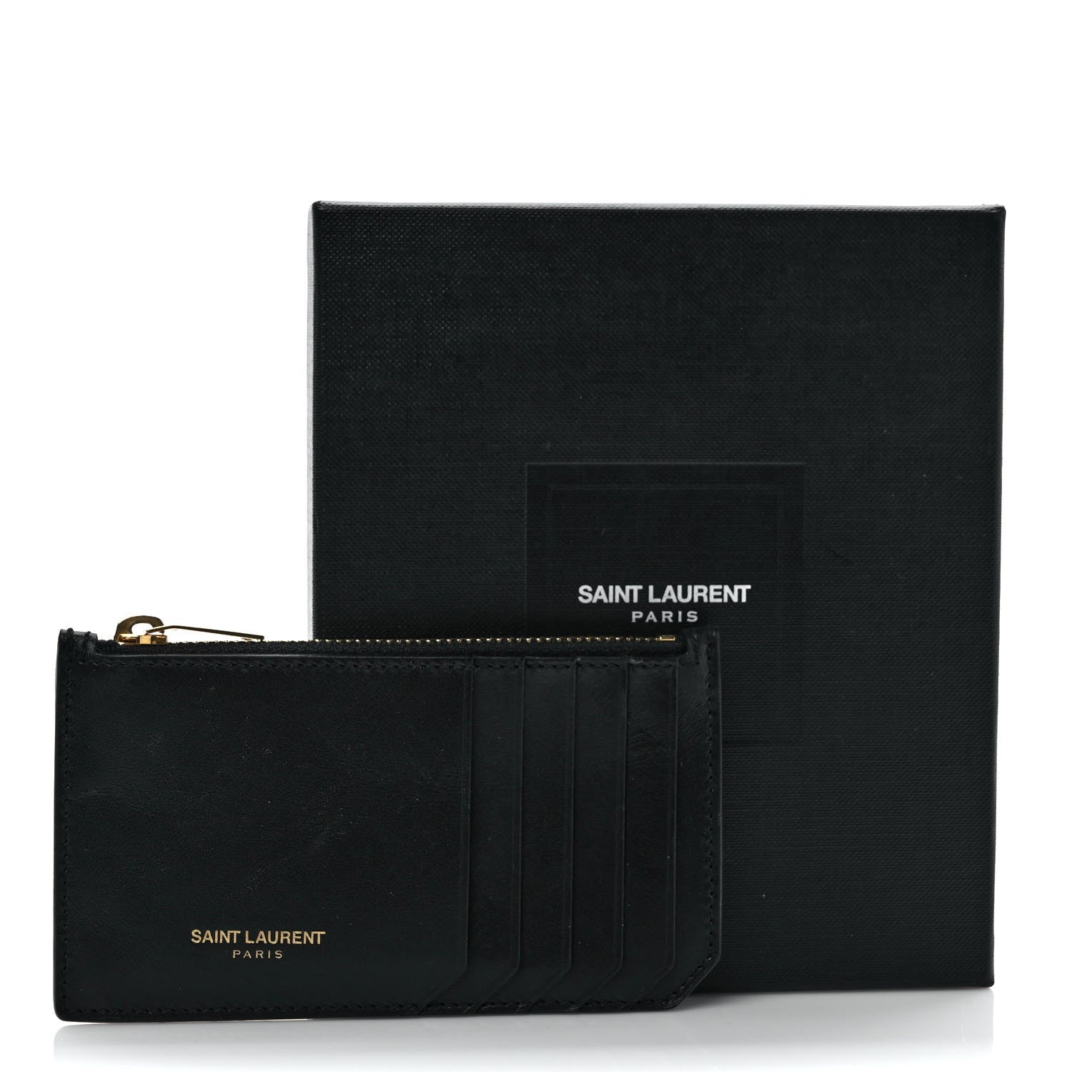 Saint Laurent Calfskin 5 Fragments Zip Pouch Card Holder Black 8 of 8