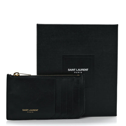Saint Laurent Calfskin 5 Fragments Zip Pouch Card Holder Black 8 of 8