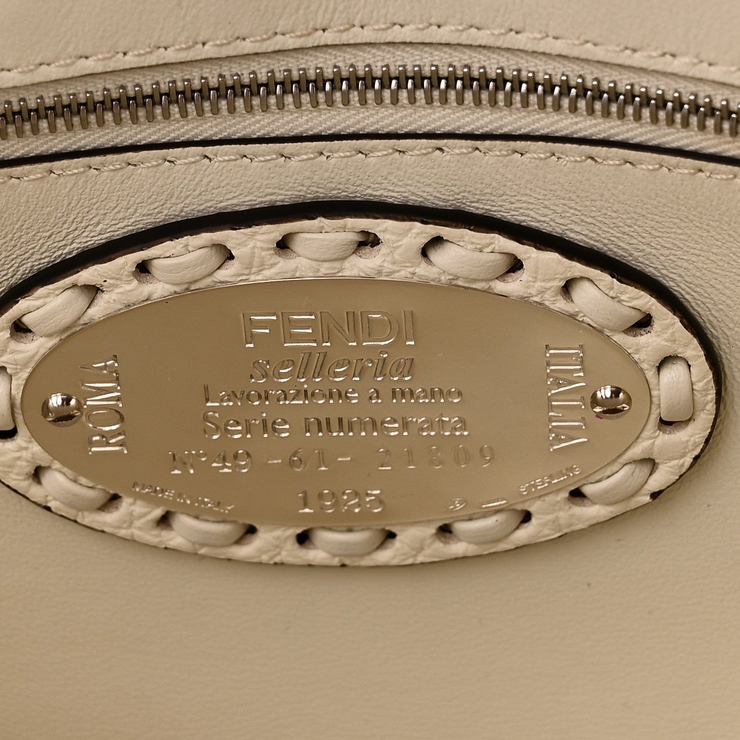 Fendi Cuoio Roma Sellerissima Nappa Sintetica Tape Stitch Baguette Bianco Ice 6 of 9