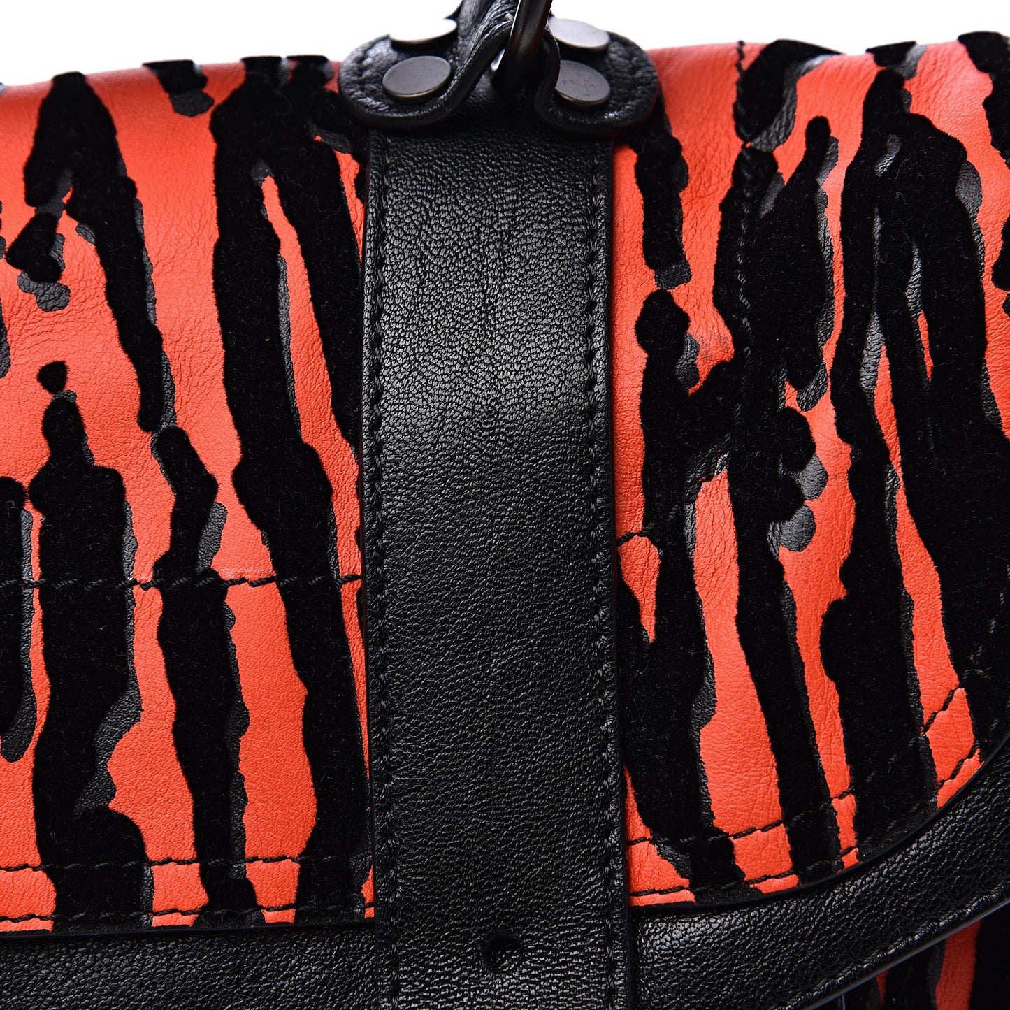 Lambskin Velvet Medium Woodgrain PS1 Satchel Black Crimson